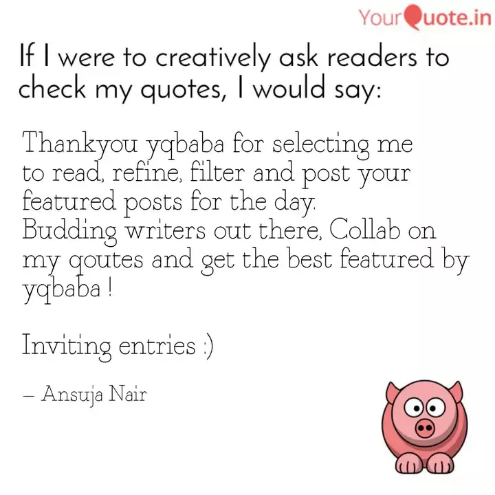 Thankyou Yqbaba For Selec Quotes Writings By Ansuja Nair Yourquote