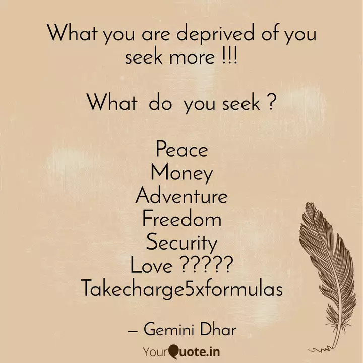 What You Are Deprived Of Quotes Writings By Gemini Dhar Yourquote
