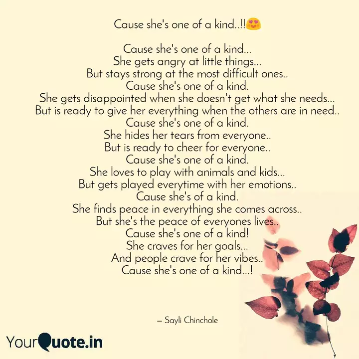 Cause She S One Of A Kind Quotes Writings By Sayli Chinchole Yourquote