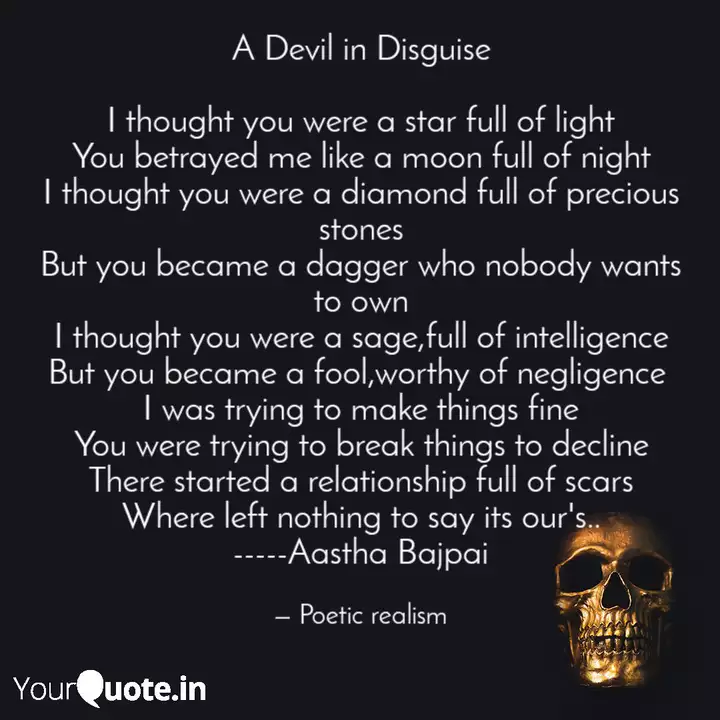 A Devil In Disguise I Th Quotes Writings By Aastha Bajpai Yourquote