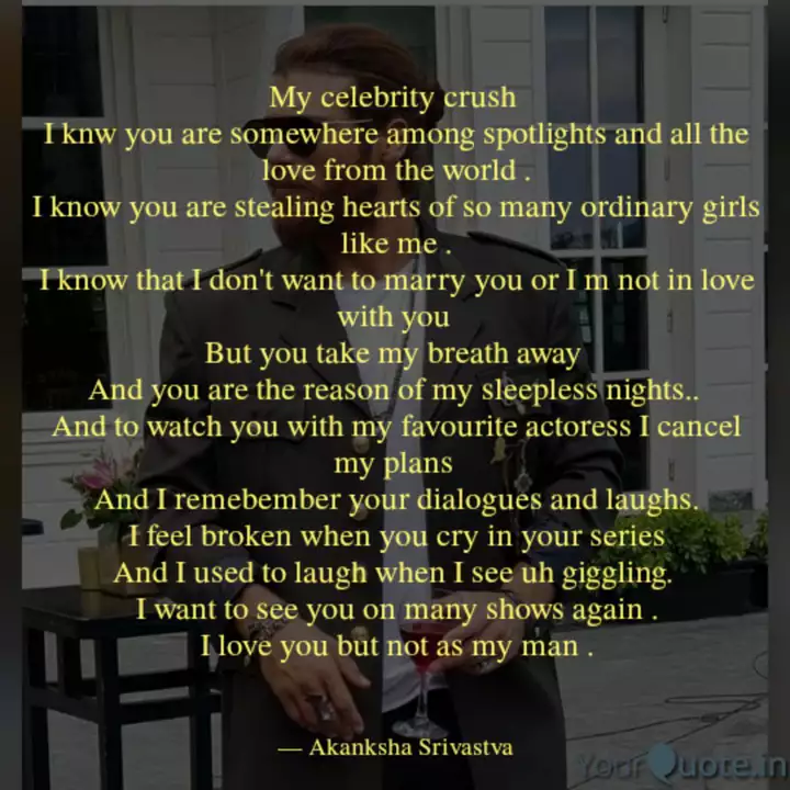 My Celebrity Crush I Knw Quotes Writings By Akanksha Srivastva Yourquote See more ideas about celebrity crush, lee pace, actors. my celebrity crush i knw quotes