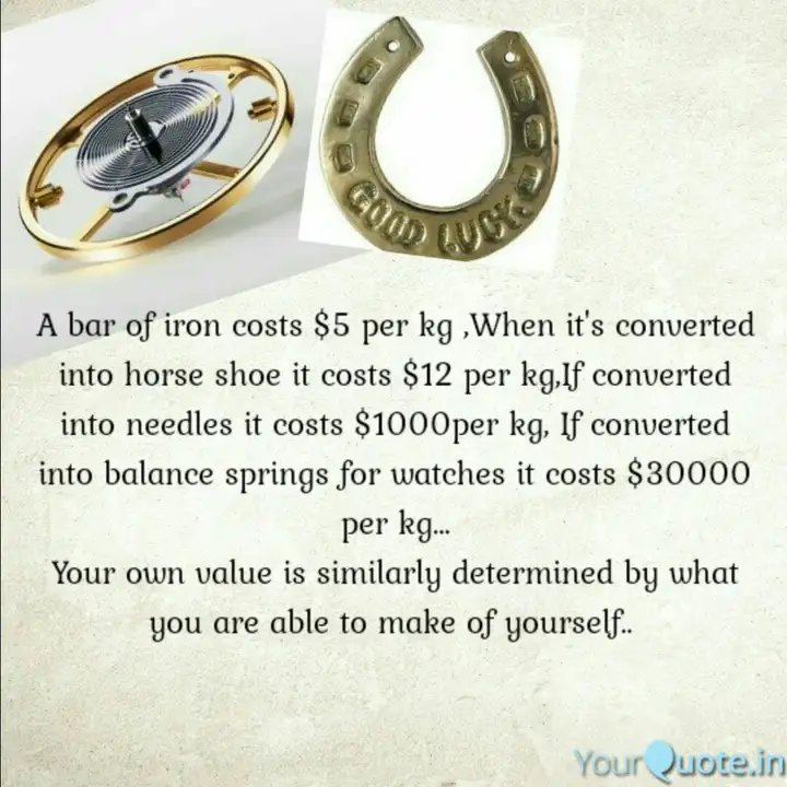 A Bar Of Iron Costs $5 Pe... | Quotes & Writings By Swatantra Deep Verma | Yourquote