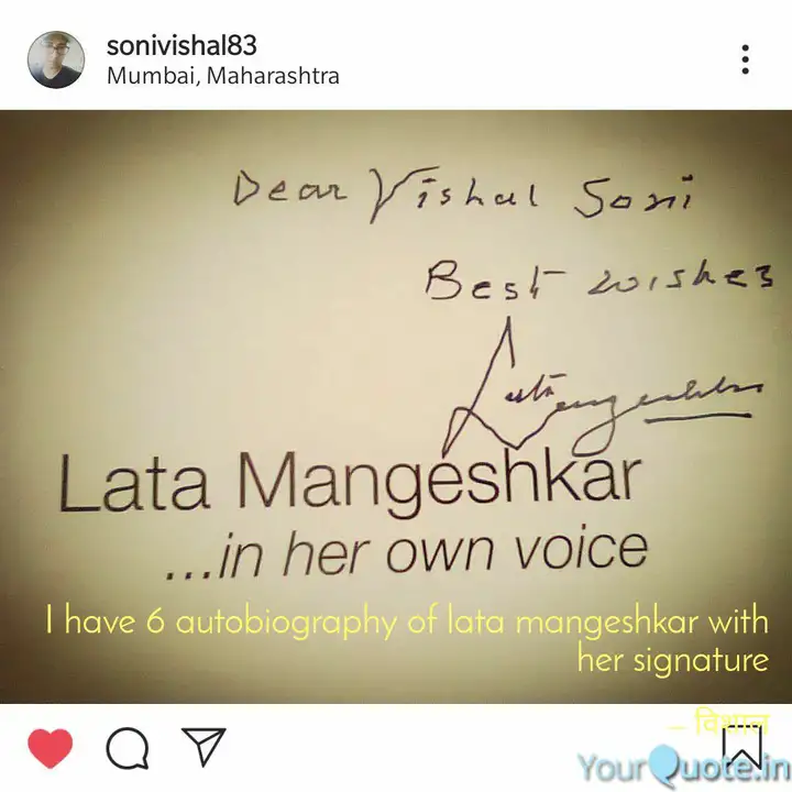 I Have 6 Autobiography Of Quotes Writings By Vishal Soni Yourquote Her career spanned nearly six decades, and she recorded songs for the soundtracks of more than 2,000 indian films. quotes writings by vishal soni