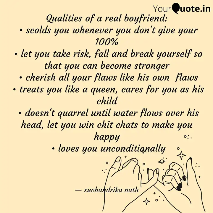 Qualities Of A Real Boyfr... | Quotes & Writings By Suchandrika Nath | Yourquote