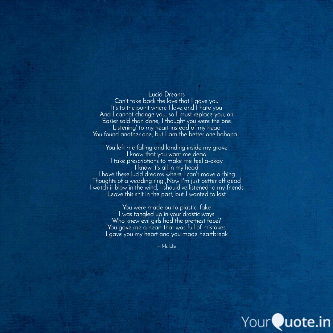 Lucid Dreams Can T Take Quotes Writings By Urbanus Mulobi Yourquote