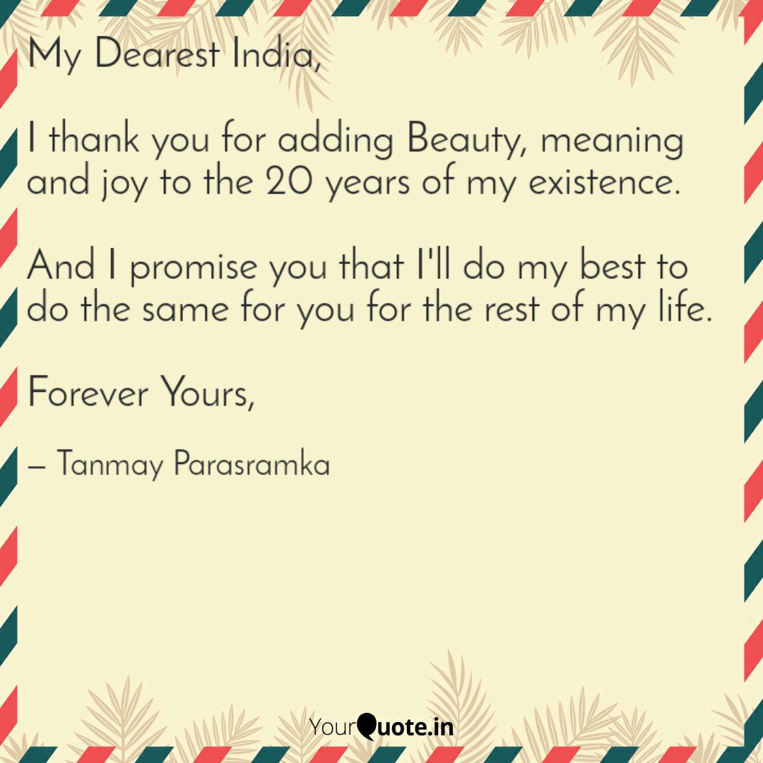 Wallpaper My Dearest India I Than Quotes Writings By Tanmay HD
