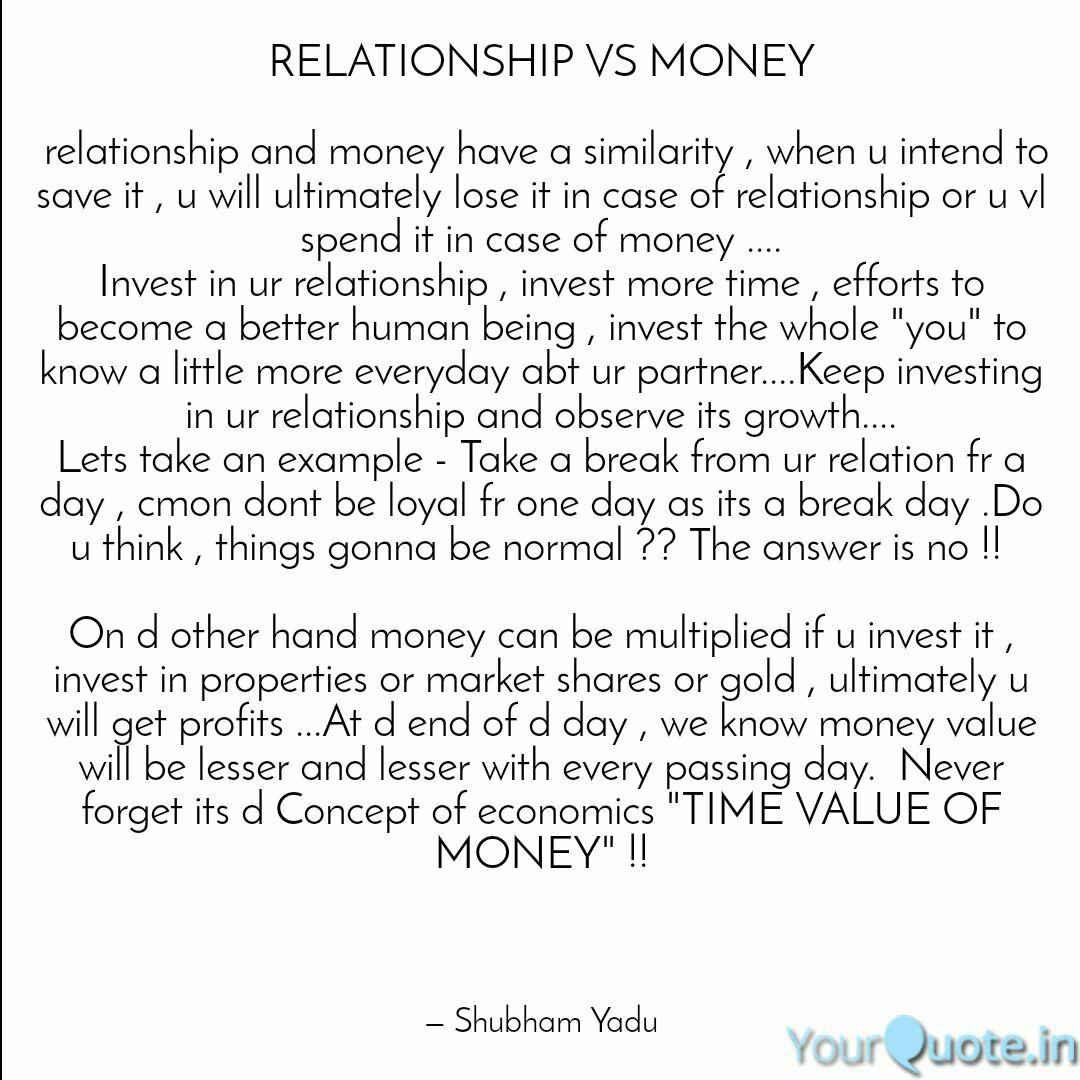 Relationship Vs Money R Quotes Writings By Shubham Yadu Yourquote