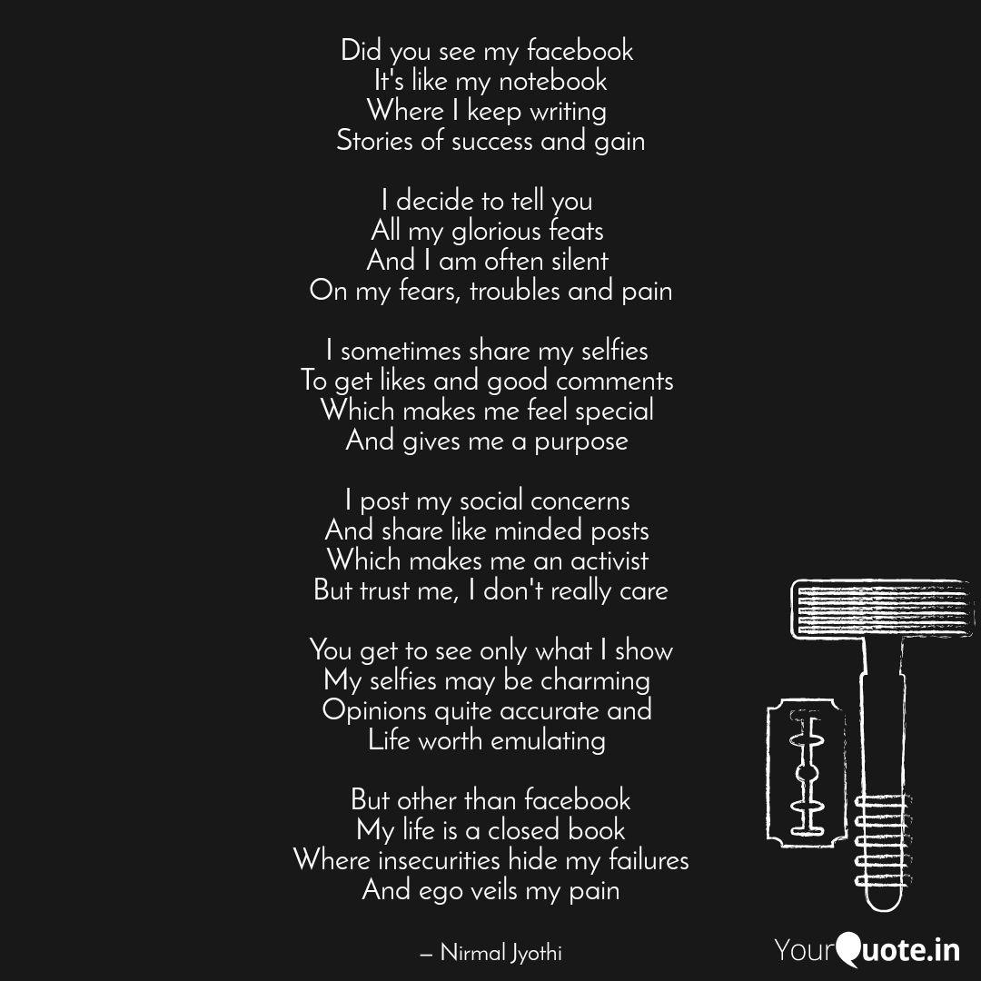 Did You See My Facebook Quotes Writings By Nirmal Jyothi Yourquote