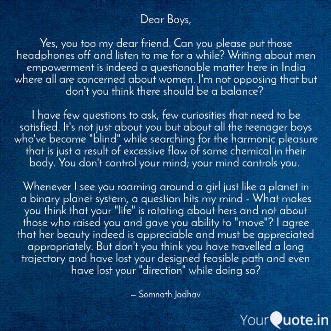 Wallpaper Dear Boys Yes You Too Quotes Writings By Somnath Jadhav HD