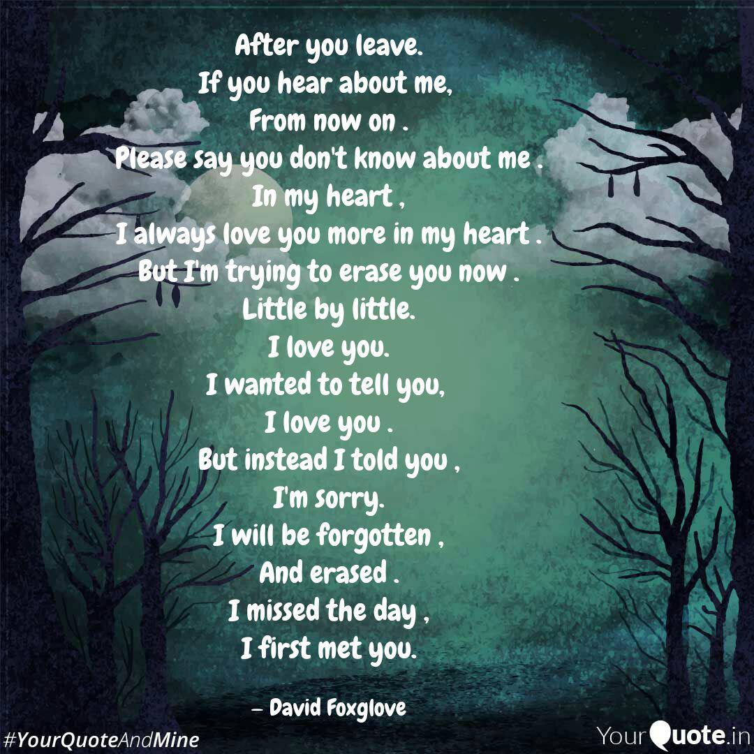 After You Leave If You H Quotes Writings By David Foxglove Yourquote