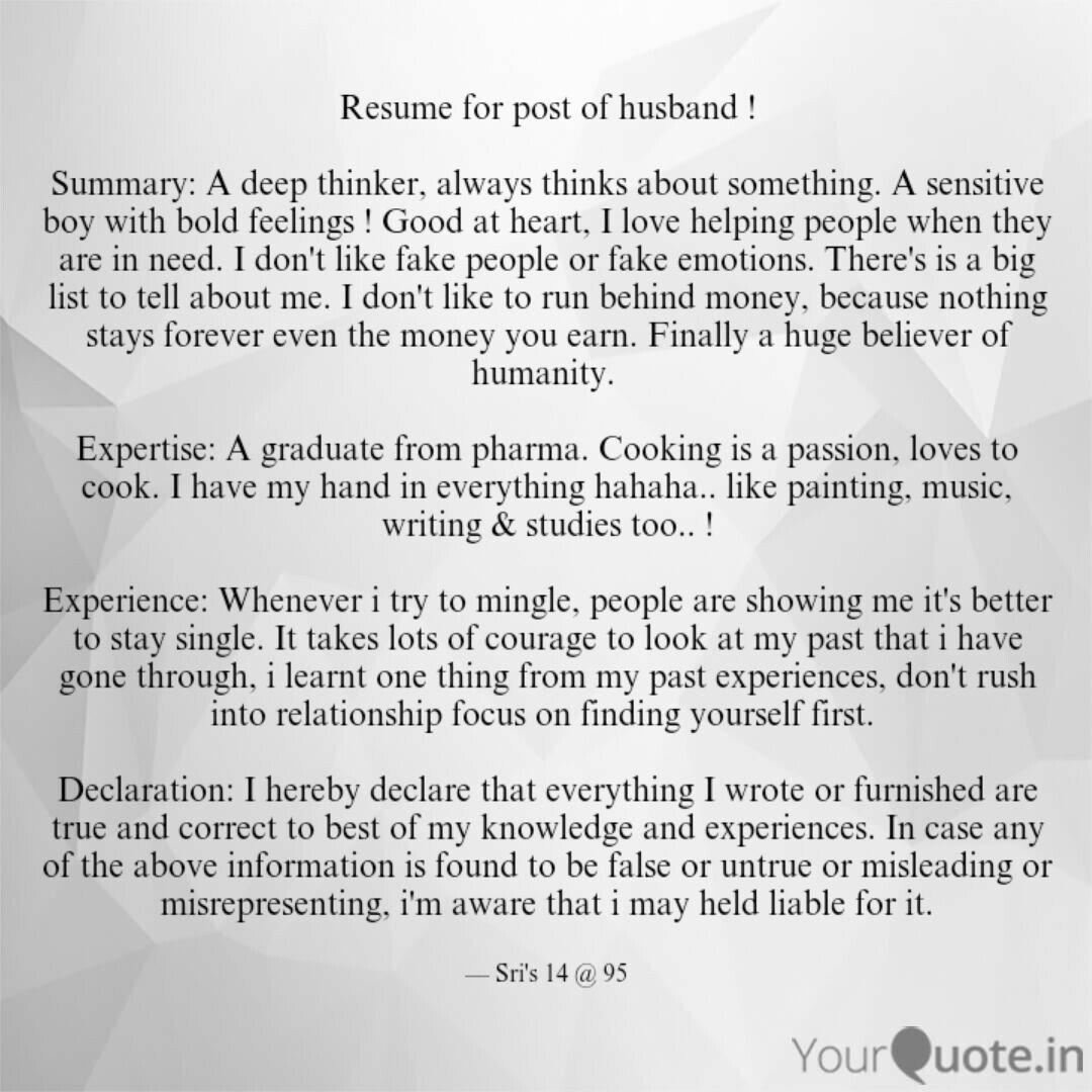 Best Resumeforspouse Quotes Status Shayari Poetry Thoughts Yourquote