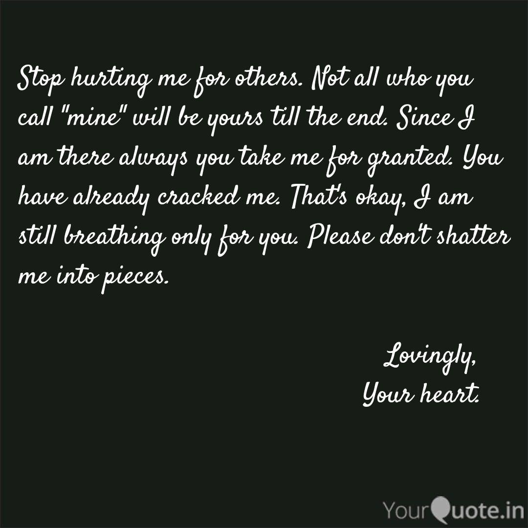 Stop Hurting Me For Other Quotes Writings By Karunya Rajaraman Yourquote