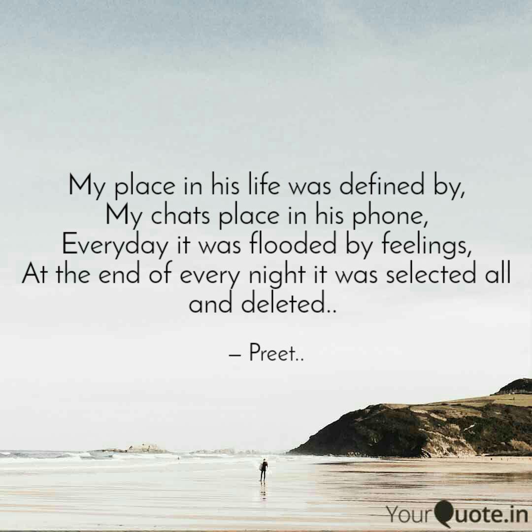 My Place In His Life Was Quotes Writings By Parul Suchak Yourquote